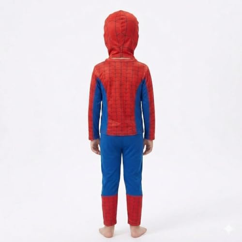 Image of Raj Costume Boys Superhero Costume Set with Mask | Blue Red Full Sleeve T-Shirt & Track Pants | Kids Fancy Dress for Birthday Party, School Function|Stretchable Comfortable