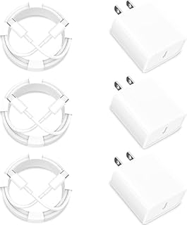 محول شاحن حائط سريع USB نوع سي بقدرة 20 وات مع كيبل USB-سي إلى USB-سي بطول 1.8 م لموبايل آيفون 15/15 بلس/15 برو/15 برو ماكس واي باد برو/ اير/ ميني من انخ جيفت شوب (3 قطع)