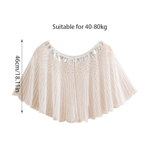 Women's Lace Shawl Wraps for Evening Dress Sequin Beaded Wedding Bridal Cape 1920s Flapper Cover Up2
