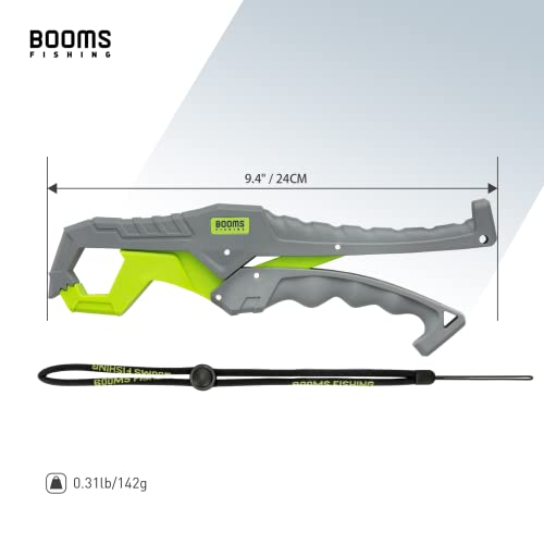 Booms Fishing G05 Fish Lip Gripper Saltwater, 9.4" Plastic Catfish Grippers Pliers, Fish Grabber Tool With Lanyard, Fish Grips For Kayak Fishing Accessories, Great Fish Holder For Caught Fish, Green #TOP6
