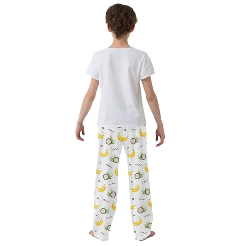 ZZXXB Banana Coconut Boys Long Pants Soft Trousers Elastic Waist Kids Lounge Bottoms with Pockets S-XL3