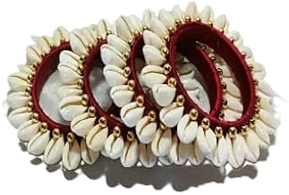 ROCKYMOUNT Natural Kodi Shell/Cowrie Beads Shell Bracelets Set for Women and Girls | Stylish & Fashionable Bangles For Weddings & Festivals, 4 Pieces