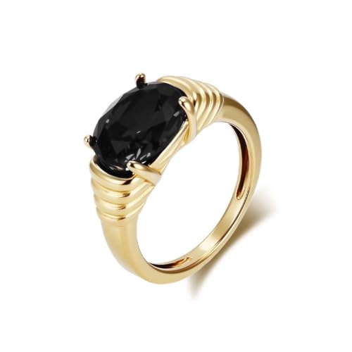 Bague de fiançailles or pour femme avec solitaire ovale brillant en acier inoxydable
