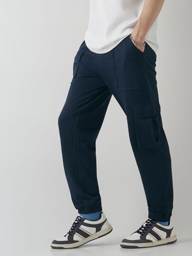 Image of Bewakoof Air 1.0 Men's Solid Oversized Fit Poly Cotton Cargo Joggers
