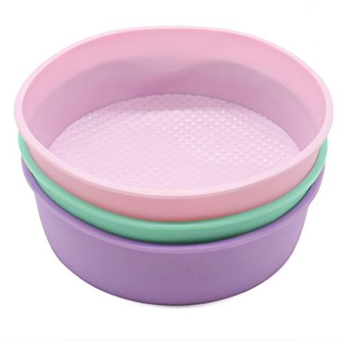 JETEHO 8-Inch Silicone Round Cake Pan Baking Mold,BPA Free, Non-Stick Silicone,Pack of 2