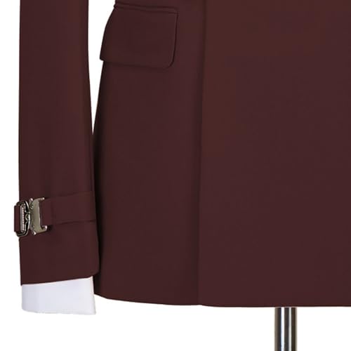 Image of Men's 2 Piece Suit with Metal Clasp Slim Fit Suit Stylish Business Pants Casual Wedding Grooms Tuxedo Suit