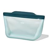 OXO オクソー シリコーン スタンド バッグ M 950ml 保存袋 冷凍 冷蔵 電子レンジ 湯せん調理 食洗機 対応 繰り返し使用できてエコ ブルー 青 ラグーン