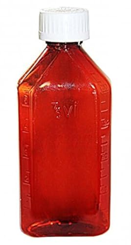 Pharmacy Bottle - 6 oz Amber Child Resistant Caps - 12 pcs (Medicine, Prescription, Liquid Medicine)