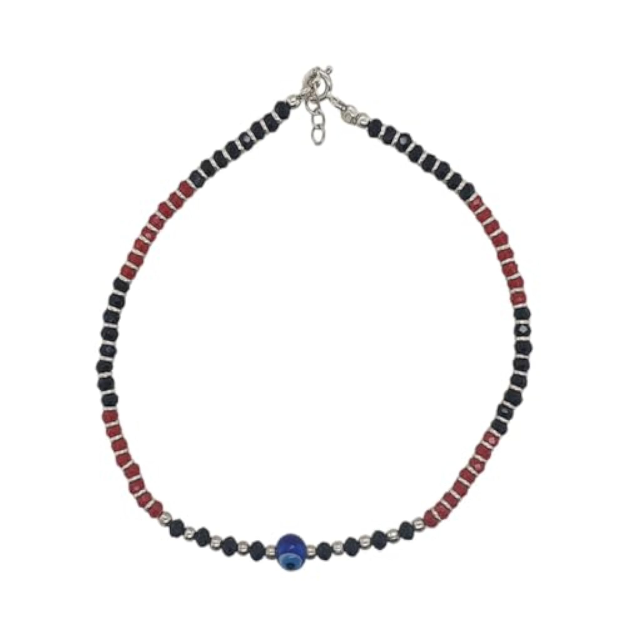 925 Sterling Silver Centre Blue Evil Eye Nazariya Anklet (Payal)