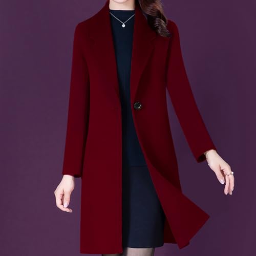 Aprsfn Women's Winter Wool Coats Long Sleeve One Buttoned Pea Coats Notched Lapel Jackets Mid-Length Windproof Overcoat2