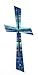Wachsmotiv Kreuz blau silber, multicolor mit silberfarbigen Wachsstreifen 11 x 5 cm - Wachsornament Kreuz, Wachsdekore für Kerzen - 9695 - zum Kerzen gestalten und basteln.
