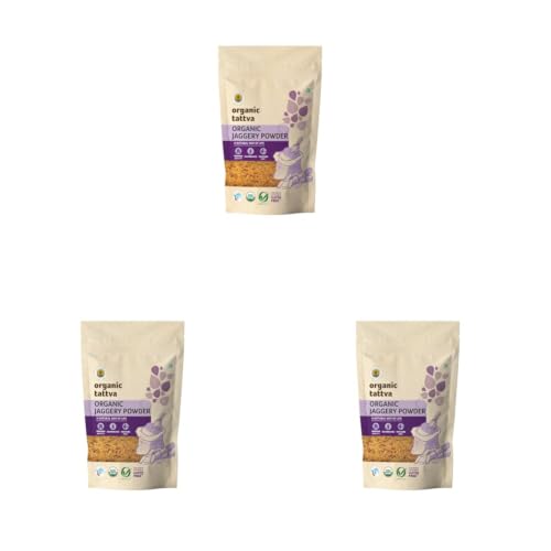 Image of Organic Tattva, Organic Gluten Free Jaggery (Gur) Powder 1 KG | Rich in Antioxidants, Minerals, Vitamins and Fatty Acids | Unrefined and Unadulterated (Pack of 3)
