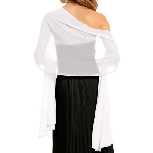 CHICGAL Women's Scarf Shawls and Wraps for Evening Dress Wedding Party Bridal Scarves Sarong Cover Ups(Cool White)