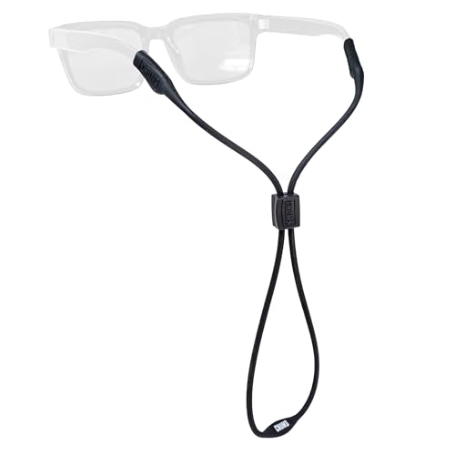 Chums Slim Retainer - Adjustable Eyewear Keeper - Thin Silicone Safety Eyewear Retainer for Women & Men (Black)