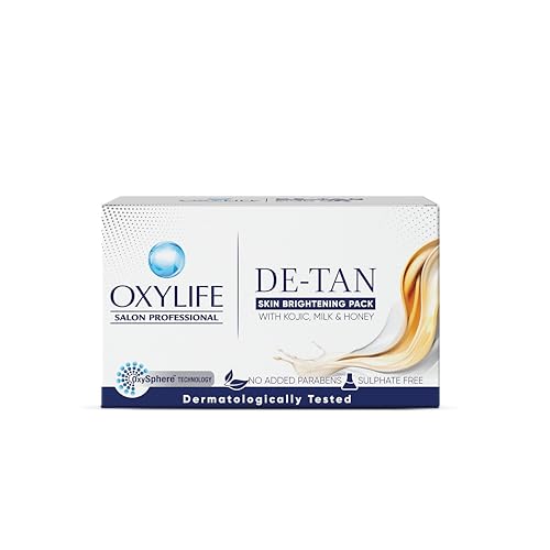 Image of Oxylife Salon Professional De-Tan Pack - 12g x 4 (48g) | 15-Min Tan Removal Cream | With Kojic Acid, Milk & Honey | Suitable for Men & Women | Dermatologically Tested | Sulphate & Paraben Free