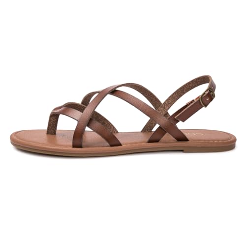Image of Colgo Women's Summer Strappy Flat Sandals, Adjustable Casual Fisherman Sandal with Open Toe Slingback Gladiator Sandals