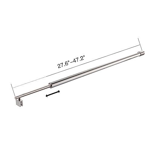 Shower Door Glass Support Bar,27.6'' to 47.2'' Shower Screen Support Telescopic Bar for 5/16" to 3/8" Thick Glass,Wall-to-Glass Support Arm for Fixed Frameless Shower Glass Panel, Brushed Silver