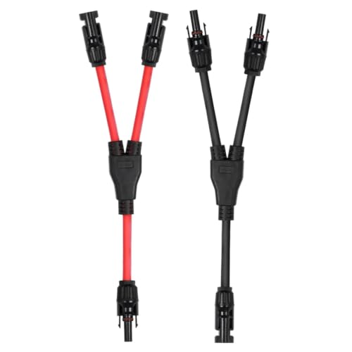 SOYAN Solar Parallel Connector Y Splitter 1Y2 10 AWG Solar Cable Connector (Red & Black)