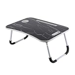 Holdfiturn Laptop Bed Table Lap Standing Desk For Bed and Sofa Breakfast Bed Tray Portable Lap Table Folding Laptop Tray With Handle Cup Holder Notebook Stand for Reading (Black Marble)