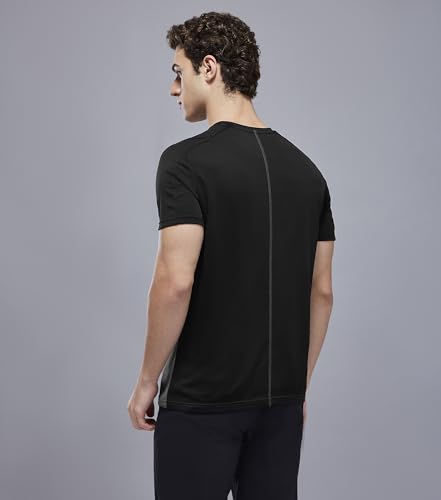 Image of TECHNOSPORT Men's Slim Fit Color Block T-Shirt, Technocool Quick Dry Anti-Microbial Short Sleeve Sports Tee for Gym, Running, Training & Everyday Wear