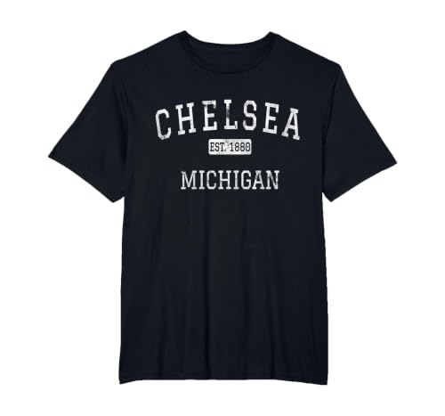 Chelsea Michigan MI Vintage T-Shirt, Men's Big and Tall, Black, 2X Tall