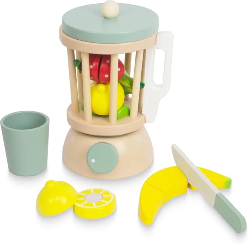 Wooden Blender Toys Play Kitchen Set for Kids-Fruit Juicer Maker Toy,Pretend Cutting Fruits Toys Mixer Food Play Kitchen Accessories for Kids,Toy Blender for Kids 3+ Years Old?Wood Fruit Blender?