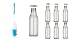 Produktbild 6 leere Milchflaschen mit Verschluss 1l Liter Milchflasche Glas von Conny Clever® + Reinigungsbürste Farbe blau