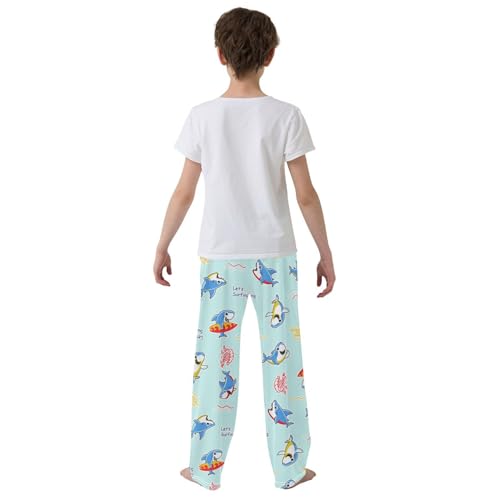 Let's Surfing Shark Boys Long Pants Soft Trousers Elastic Waist Kids Lounge Bottoms with Pockets S-XL3