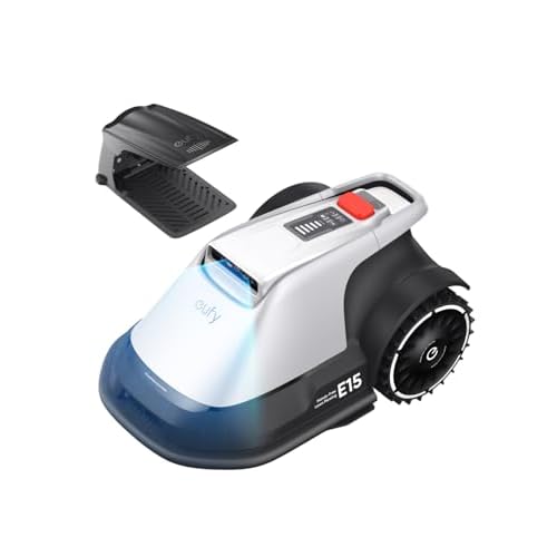 eufy E15 Robot Tondeuse sans Fil périphérique ni RTK, sans problème de Signal, Configuration 5 Min, cartographie Mains Libres, 800 m2, contournemen