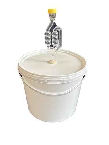 SILPLAST Gärbehälter 5L Fermentationsbehälter mit Gärröhrchen Deckel Dichtgummi Gäreimer Eimer für Bier Wein oder Maische lebensmittelecht Gärballon ideal für Hobbybrauer weiß