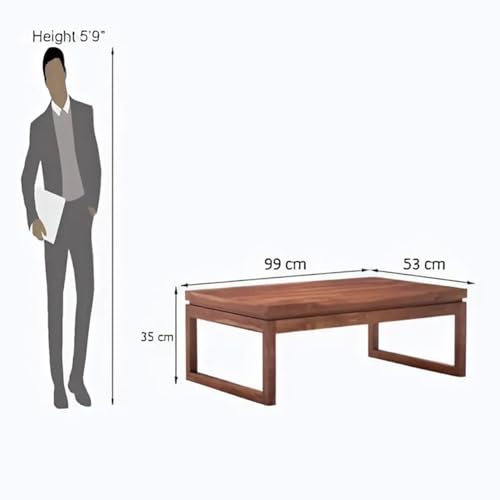 Image of MAMTA DECORATION Solid Sheesham Wood Coffee Table for Living Room | Wooden Center Table for Home, Hall, Office & Lounge | Modern Teapoy Table | Rectangular Coffee Table | Honey Finish