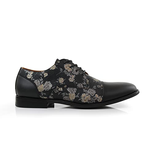 Image of Ferro Aldo Men's Modern Cap-Toe Derby Collection | Statement Dress Shoes in Floral, Woven, & Classic Styles