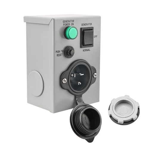 Veepeak Generator Transfer Switch 20 Amp 125V, Weatherproof Manual Transfer Switcher Power Inlet Box with 5-20P Plug & Circuit Breaker, Predrilled, Indoor & Outdoor Use, ETL Listed