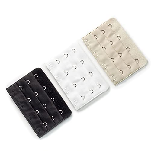 Aussie Wardrobe Collection Bra Extender 4 Hooks Clip Black White Nude Beige Womens Maternity Extender One Size 4-Hook - 1 of Each Colour Accessory