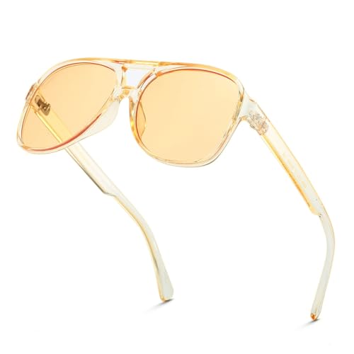 Image of Freckles Mark Vintage Retro 70s Sunglasses for Women Men Classic Large Square Aviator Trendy Glasses