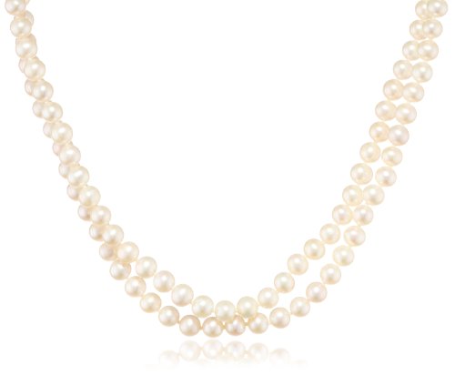Sterling Silver 2-Row White Freshwater Cultured A Quality Pearl Necklace (6.5-7 Mm), 17" And 18" #TOP12