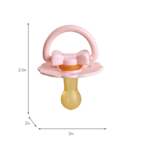 Image of Itzy Ritzy Natural Rubber Pacifiers - Baby Pacifiers with Cherry-Shaped Nipple & Large Air Holes for Added Safety - Set of 2 Binkies in Light & Dark Pink Bows (Ages 0 - 6 Months)