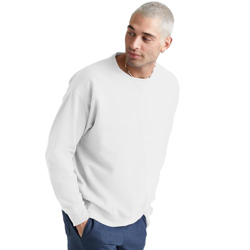 Hanes Men's Originals Garment Dyed Sweatshirt, White