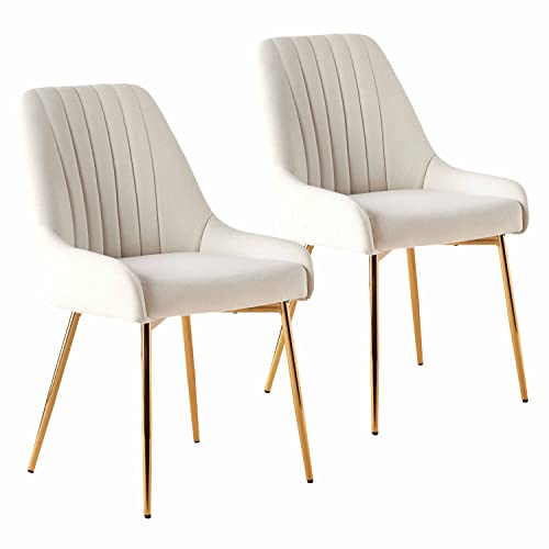 OLIXIS Esszimmerstühle 8er Set – Mid Century Design Mit Holzbeinen & PU-Leder, Weiß