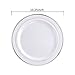 bUCLA 100Pieces Silver Plastic Plates - 10.25inch Silver Rim Disposable Dinner Plates - Ideal for Weddings, Parties&Christmas