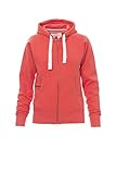 payper dallas+ lady felpa da donna sfiancata con cappuccio e zip intera, colore: hot coral, taglia: xl