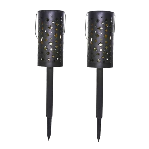 OUNONA 2 piezas Lámparas Solares Decorativas de Hierro Forjado para Césped de Resistentes al Agua Enchufables para Jardín y Terrazas Exteriores