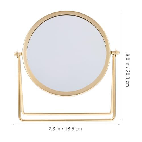 Espejo de Mesa Redondo Pequeño Dorado para Maquillaje miniatura 2