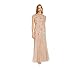 Adrianna Papell Women's Floral Beaded Godet Gown, Blush, 8