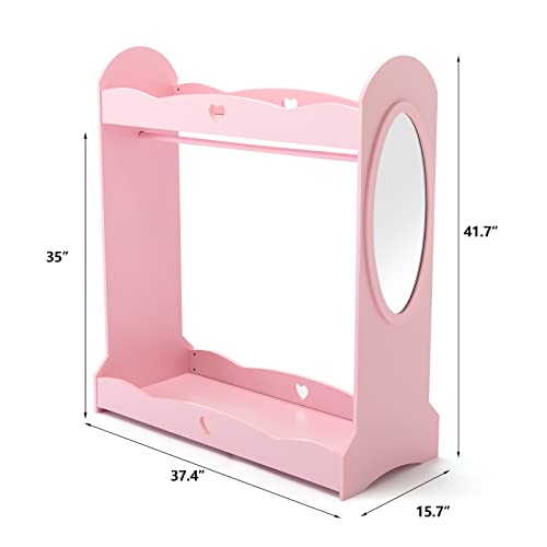 Joyldiaskidsdressupstoragewithmirrorkidarmoirewsidehookpocketspretendstorageclosetforkidscostumedressupwardrobewtopshelfshoesstorageforbedroomgirlsroompink  Urban Country Home Decor Joyldias kids dress up storage with mirror kid armoire wside hook pockets pretend storage closet for kids costume dress up wardrobe wtop shelf shoes storage for bedroom girls room pink  urban country home decor