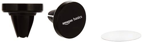 Image of amazon basics Car Air Vent Phone Holder | Quad Magnet | Magnetic Compatible with Most Smartphones (Black)