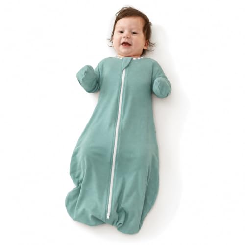 Image of ZIGJOY Swaddle Sleep Sack 3-6 Months, 0.5 Tog Baby Wearable Blanket | Rayon Made From Bamboo, Soft & Cool & High Stretchy, 2-way Zipper for Easy Diaper Changes, Long Sleeves Allow Self-soothing