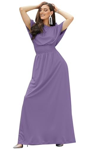 Image of KOH KOH Womens Split Sleeves Smocked Elegant Cocktail Long Maxi Dress