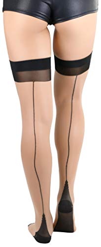 ToBeInStyle Nylon Two Toned Cuban Heel Closed Toes Stockings4
