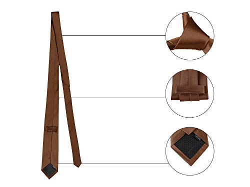 Allegra K Men's Self Tied Neck Solid Wide Plain Classic Formal Prom Necktie One Size Brown #TOP2